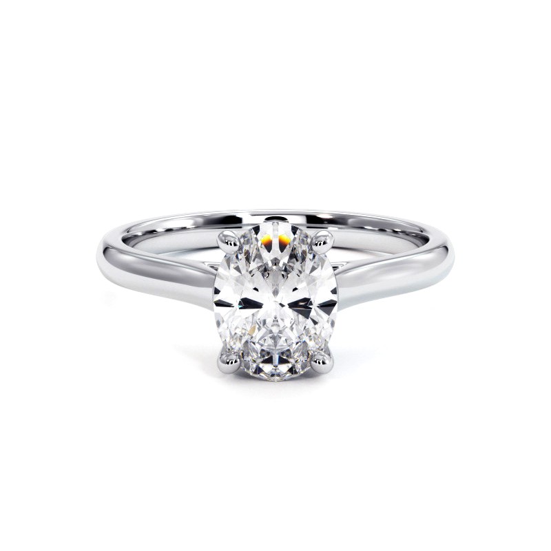 Oval Cut Diamond Ring Promesse 18k White Gold 750 Millièmes