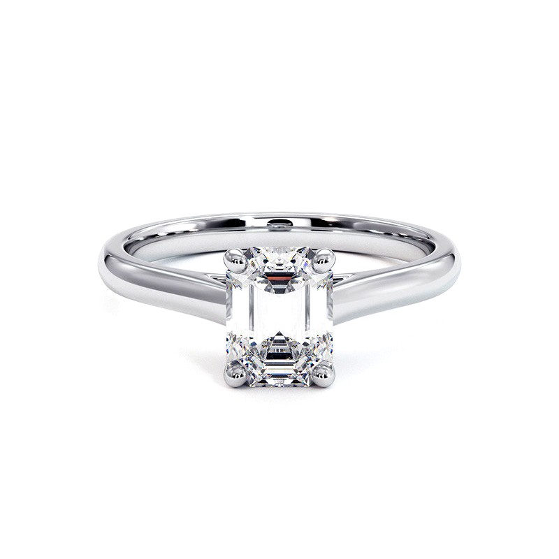 Bague Diamant Taille Emeraude Promesse Or Blanc 18k 750 Millièmes