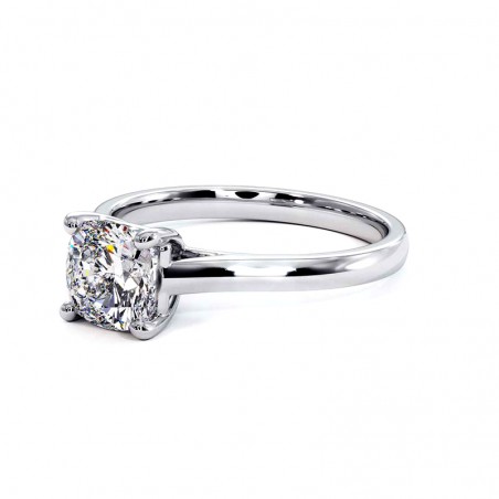 Anillo de Diamante Talla Coj&iacute;n Promesa Oro Blanco 18k 750 Mil&eacute;simas