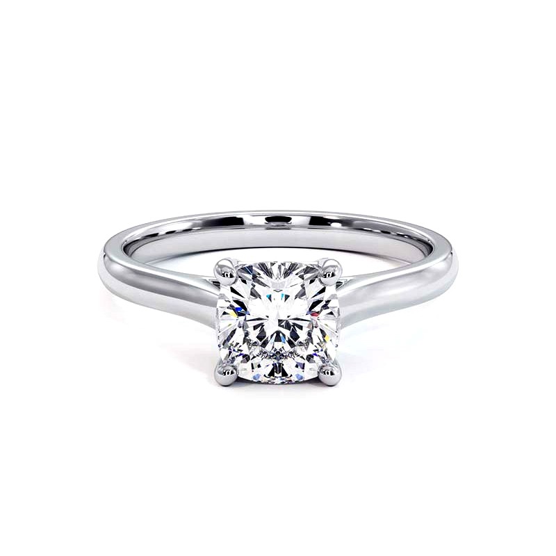Cushion Cut Diamond Ring Promesse 18k White Gold 750 Thousandths