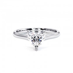 Anillo de Diamante Talla Coraz&oacute;n Promesa Oro Blanco 18k - Maison Celinni