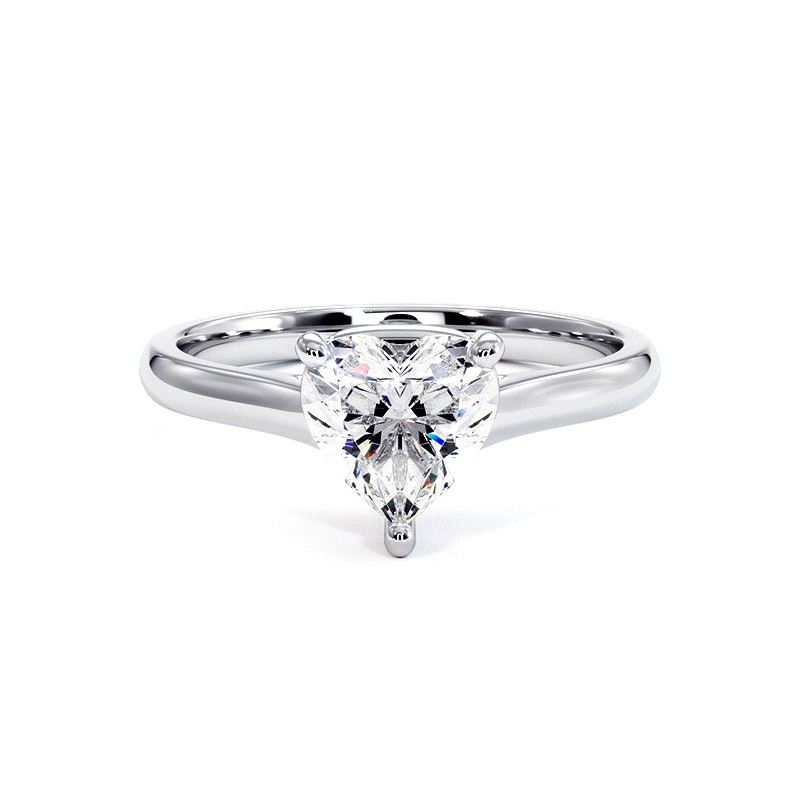 Heart Shaped Diamond Ring Promesse 18k White Gold 750 Thousandths