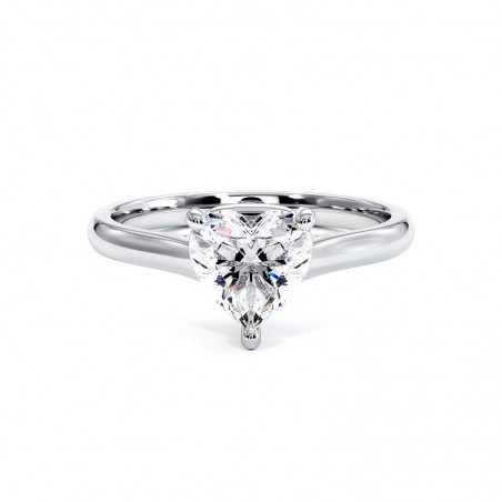 Bague Diamant Taille Cœur Promesse Or Blanc 18k 750 Millièmes