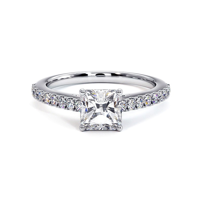 Bague Diamant Taille Radiant Elle Or Blanc 18k 750 Millièmes