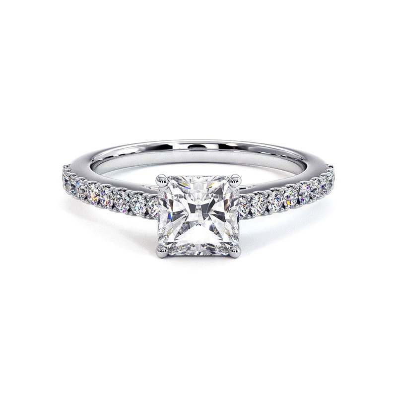 Radiant Schliff Diamantring Elle in 18k Wei&szlig;gold - Celinni