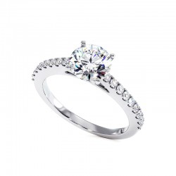 Anillo de Diamante Talla Redonda Ella Platino 950 Mil&eacute;simas - Casa Celinni