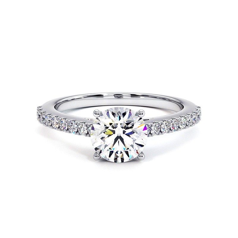 Anillo de Diamante Talla Redonda Ella Platino 950 Mil&eacute;simas - Casa Celinni
