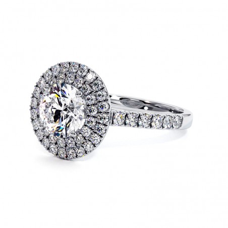 Anillo de Diamante Talla Redonda Doble Halo Mi Vida Platino 950 Mil&eacute;simas