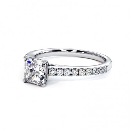 Anillo de Diamante Talla Radiante Ella Platino 950 Mil&eacute;simas