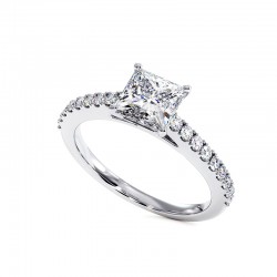 Anillo de Diamante Talla Princesa Elle Platino 950 - Casa Celinni