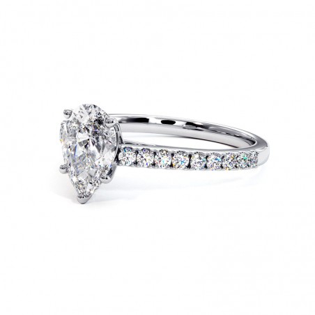 Anillo de Diamante Talla Pera Ella Platino 950 Mil&eacute;simas