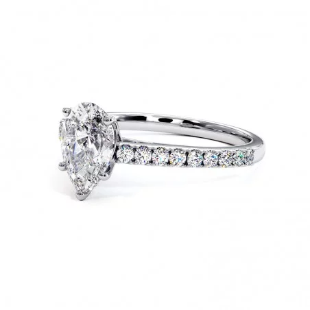 Bague Diamant Taille Poire Elle Platine 950 Millièmes