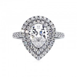 Anillo de Diamante Talla Pera Doble Halo Mi Vida Platino - Casa Celinni
