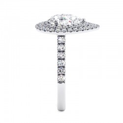 Anillo de Diamante Talla Pera Doble Halo Mi Vida Platino - Casa Celinni