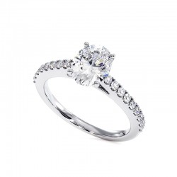 Anillo de Diamante Talla Ovalada Elle Platino 950/1000 - Casa Celinni