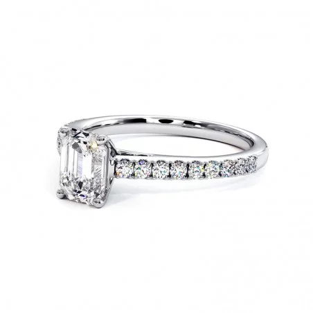 Bague Diamant Taille Emeraude Elle Platine 950 Millièmes