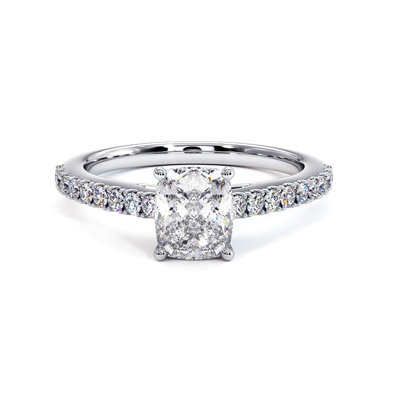 14K White Gold 4 Carat Natural Cushion Cut Diamond Double Halo Engagement  Ring | eBay