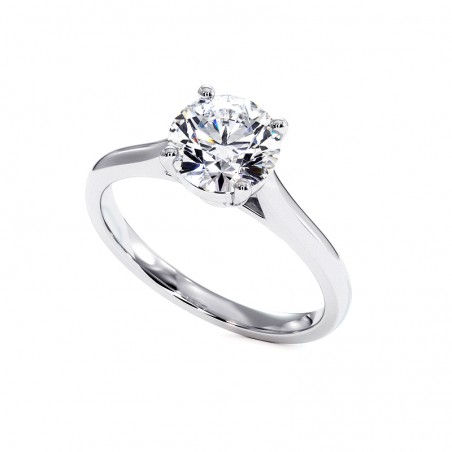 Anillo de Diamante Talla Redonda Promesa Platino 950 Mil&eacute;simas