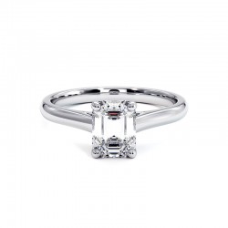 Anillo de Diamante Talla Esmeralda Promesa Platino 950/1000 - Casa Celinni