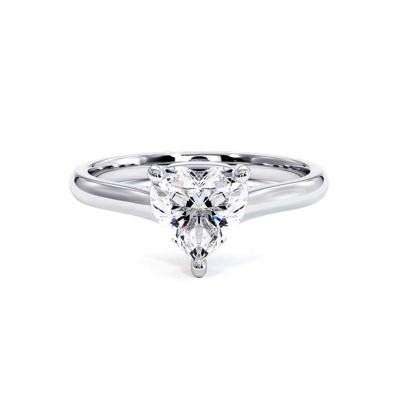 Anillo de Diamante Talla Coraz&oacute;n Promesa Platino 950/1000 - Casa Celinni