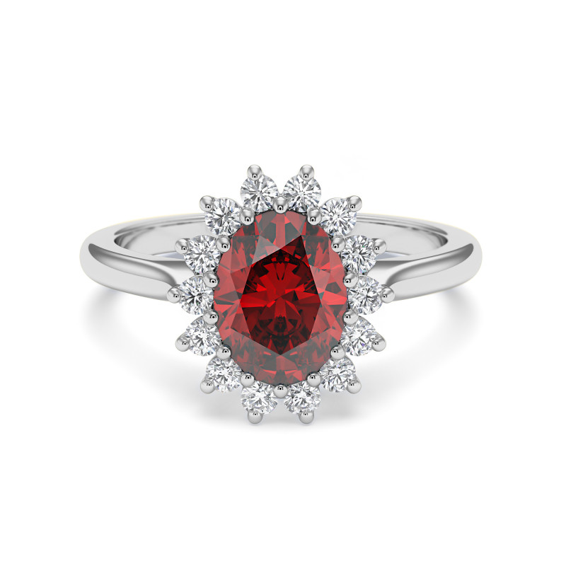 Bague Marguerite Grenat Ovale