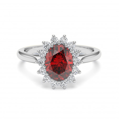 Bague Marguerite© Grenat Ovale