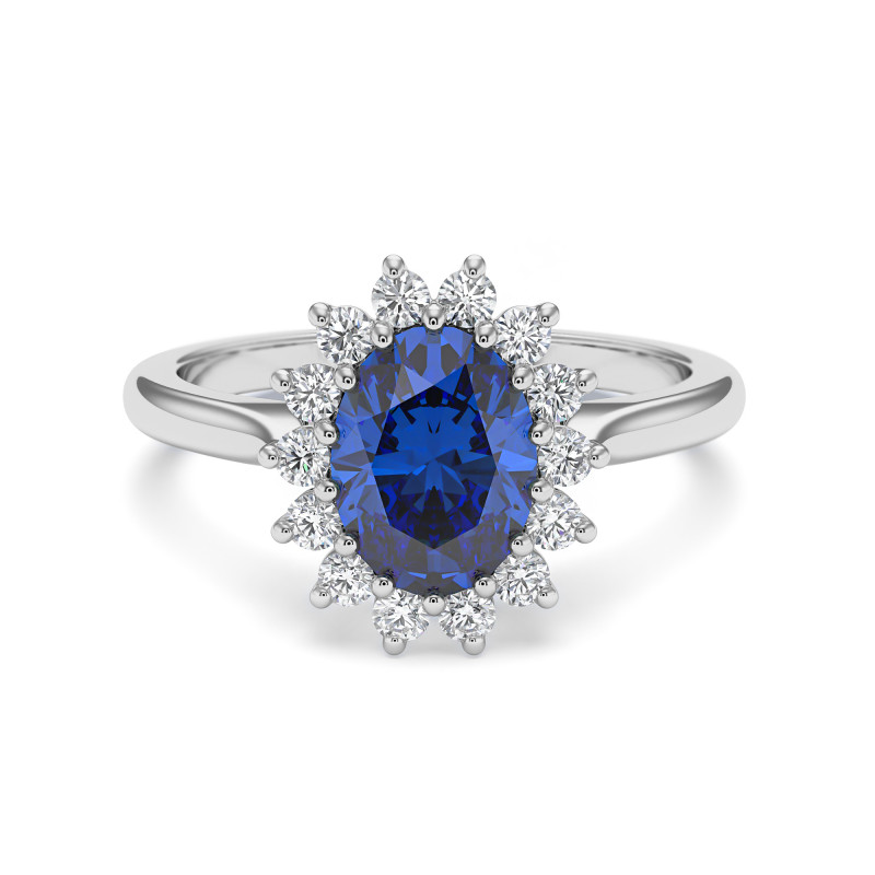 Bague Marguerite© Saphir Bleu Ovale