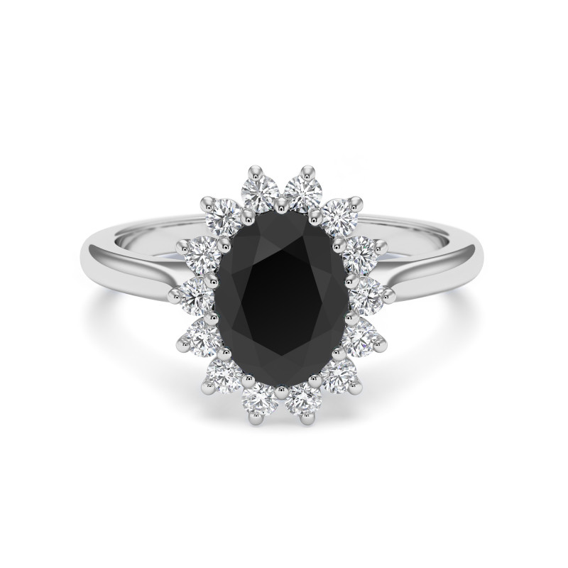 Bague Marguerite© Diamant Noir Ovale