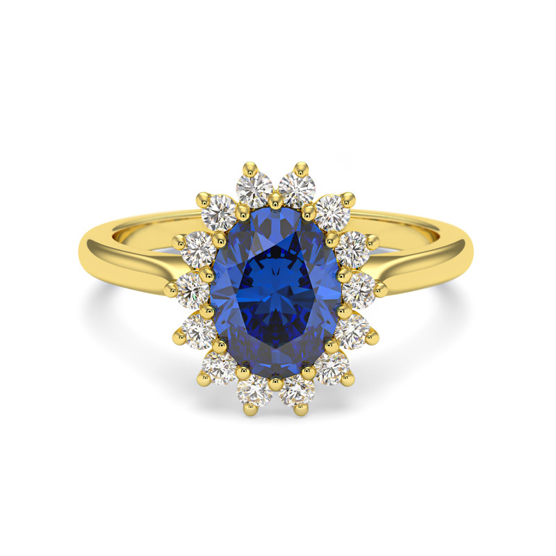 Bague saphir bleu or jaune outlet