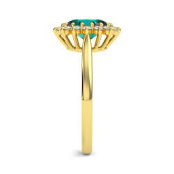 Marguerite&copy; Ring Saphir Quart Gr&uuml;n und Diamanten in 18k Gelbgold