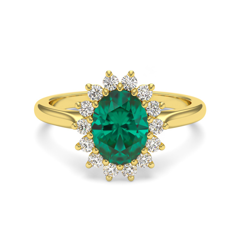Marguerite&copy; Ring Saphir Quart Gr&uuml;n und Diamanten in 18k Gelbgold