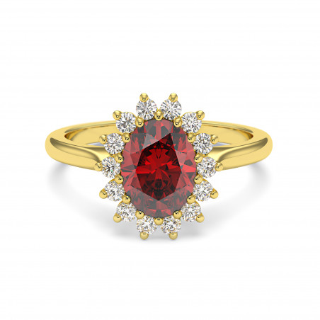 Bague Marguerite© Grenat Ovale Or Jaune