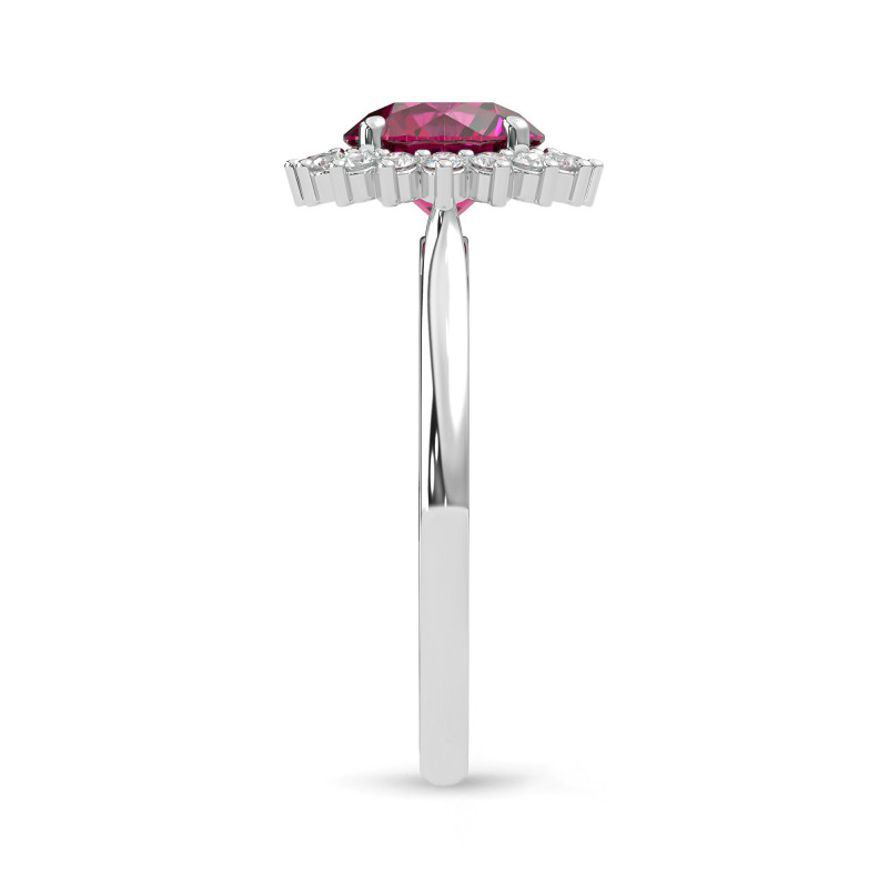 Bague Diamants Marguerite En Or 14K - 0,80 Ct Diamant Naturel Rond - Taille 54