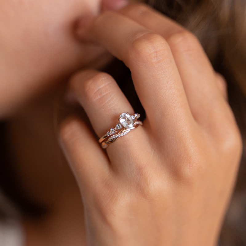 Alliances Duo Bague Duo Papillon Fiancaille Diamant Ensemble Bague