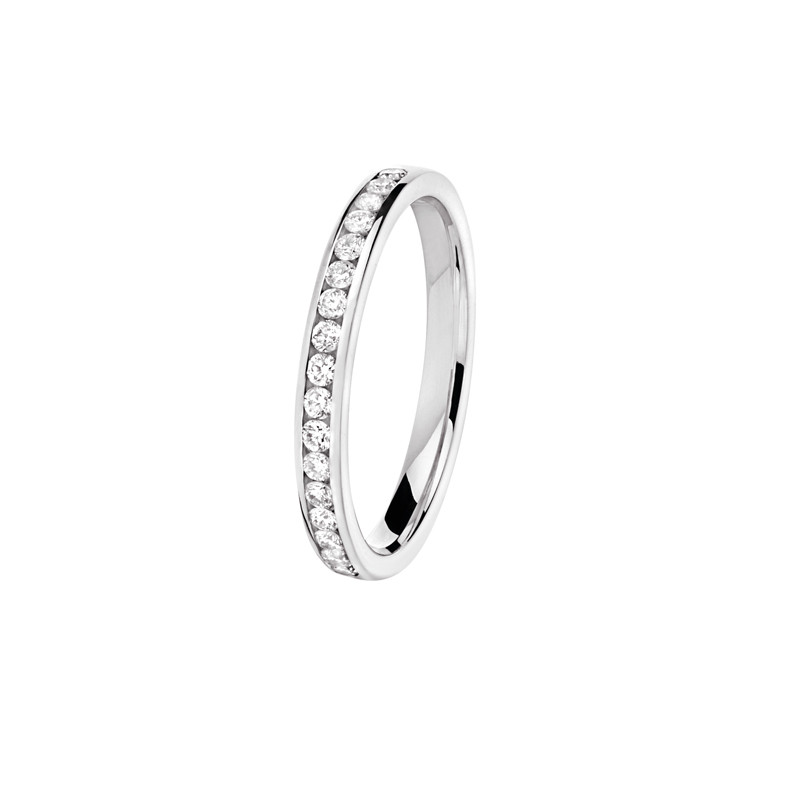 Fid&eacute;lis Ehering Diamanten Kanalfassung 18K Gold & Platin