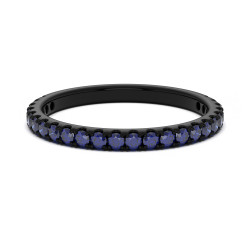Demi alliance Elle or noir saphirs bleus