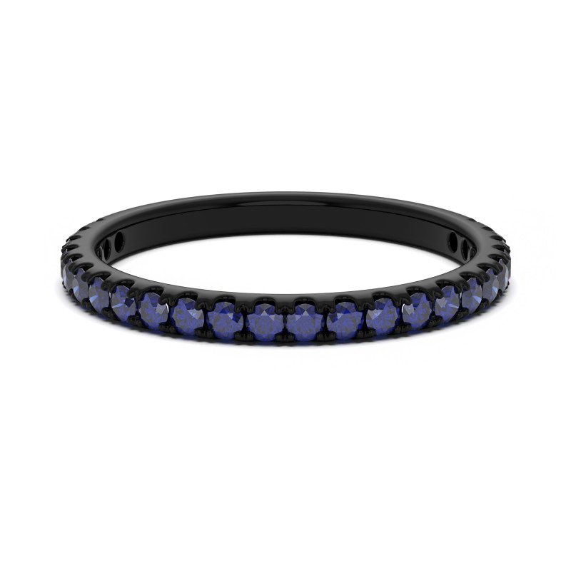 Demi Alliance Diamants Elle Or Noir Saphirs Bleus