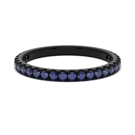 Demi Alliance Diamants Elle Or Noir Saphirs Bleus