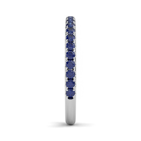 Demi Alliance Diamants Elle Or Blanc Saphirs Bleus