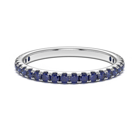 Demi Alliance Diamants Elle Or Blanc Saphirs Bleus