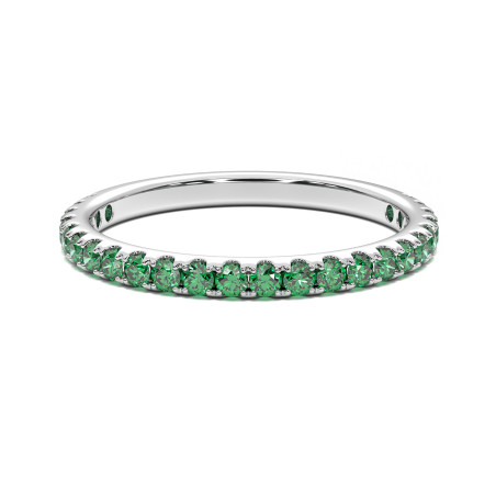 Demi Alliance Diamants Elle Or Blanc Emeraudes
