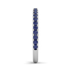 LOVE Blue Sapphire Half Eternity Ring in 18K White Gold