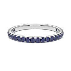 LOVE Blue Sapphire Half Eternity Ring in 18K White Gold