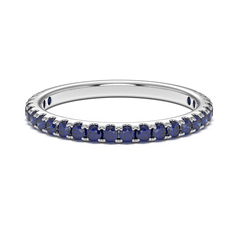 Media Alianza LOVE con Zafiros Azules en Oro Blanco 18K