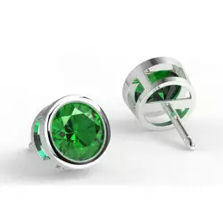 Emerald Earrings Bezel Set