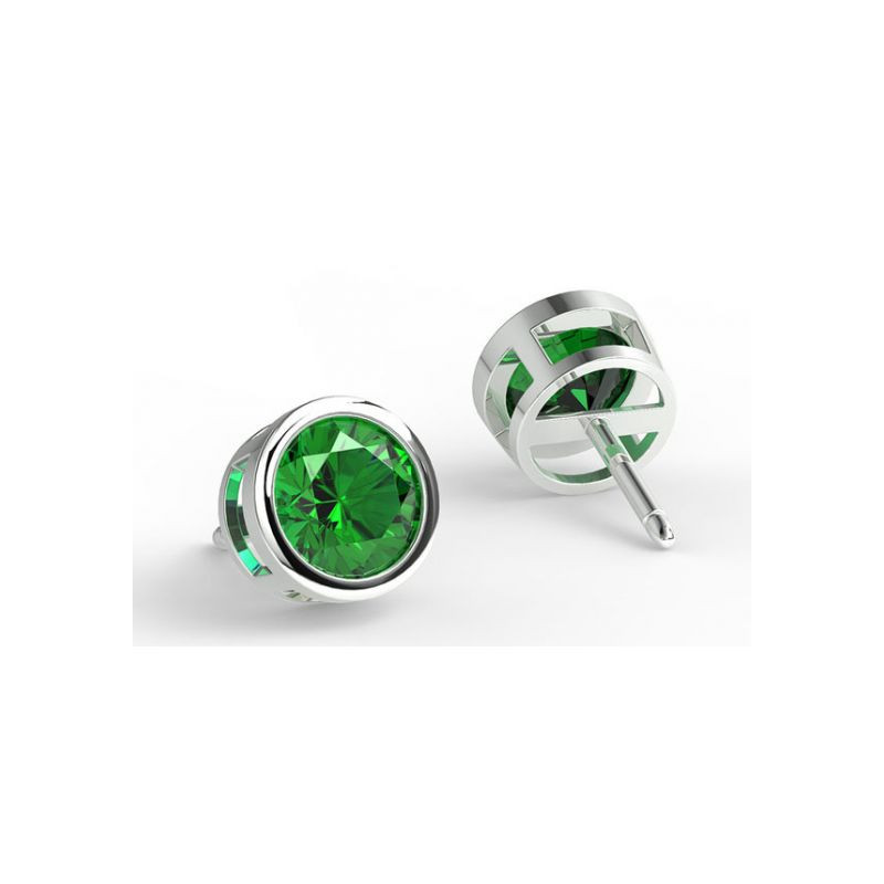 Emerald Earrings Bezel Set