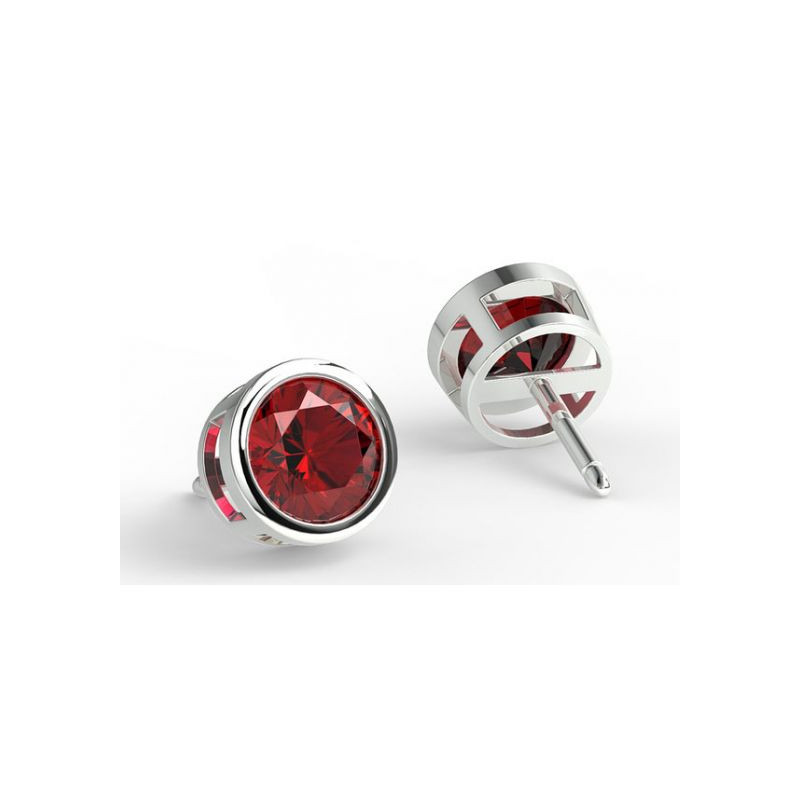 Boucles D'oreilles Rubis Serti Clos