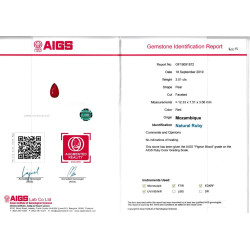 Robijn uit Mozambique, peervormig geslepen, rood, 3,01 karaat