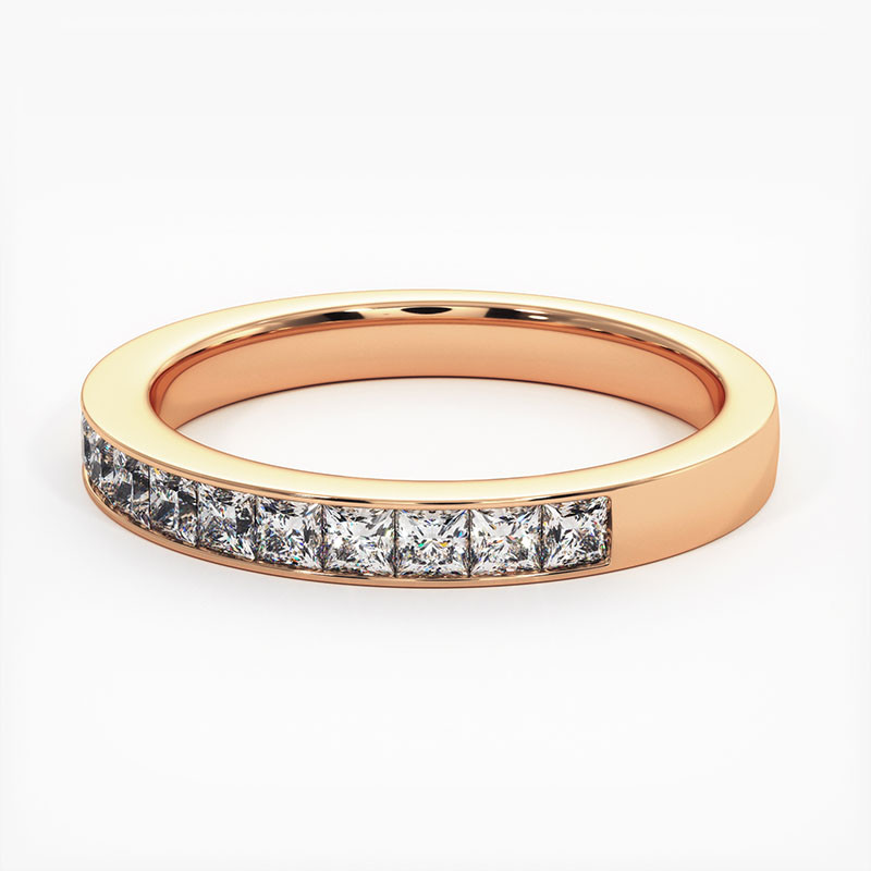 Demi Alliance Diamants Rubis Princesses Rail Or Jaune 3.00 Carats Demi Alliance Diamants Rubis Princesses Rail Or Jaune 3.00 Carats