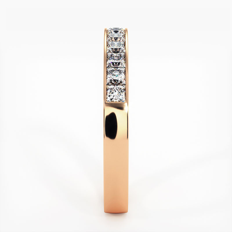 Demi Alliance Diamants Princesses Rail Or Jaune 0.50 Carat Demi Alliance Diamants Princesses Rail Or Jaune 0.50 Carat